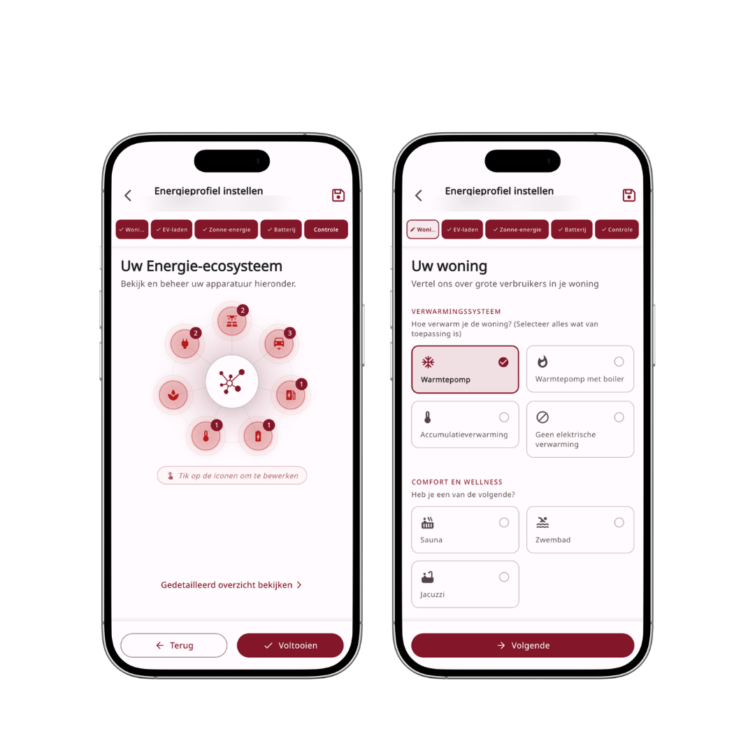 Energie-ecosysteem en woningprofiel instellen in de SEG-app