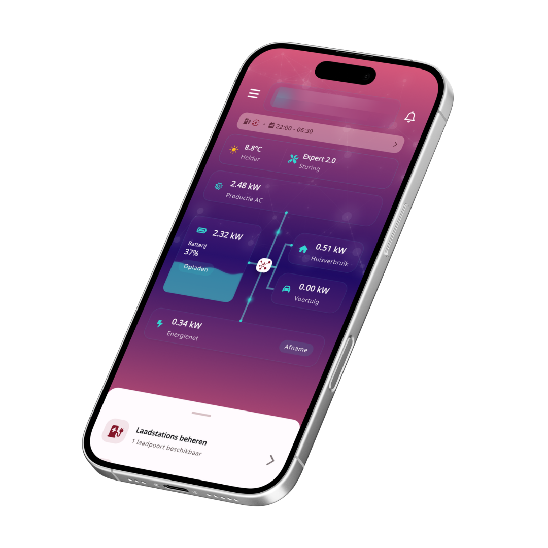 Smart-E-Grid app dashboard op smartphone